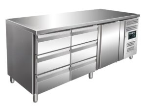SARO Koelwerkbank met 1 deur en 2x ladenset van 3 model KYLJA 3150 TN