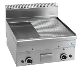 SARO Gasgrillplaat 1/2 glad 1/2 geribbeld 1000x600 model GFT66LR