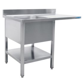 SARO RVS spoelkast met 1 bak, links - 600 mm diep, 1400 mm