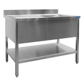 SARO RVS spoeltafel met 1 bak, rechts - 700 mm diep, 1800 mm