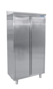 SARO RVS hoge kast met 3 schappen en 2 draaideuren, 1000 mm