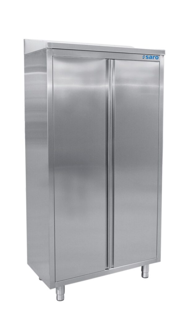 SARO RVS hoge kast met 3 schappen en 2 draaideuren, 1000 mm