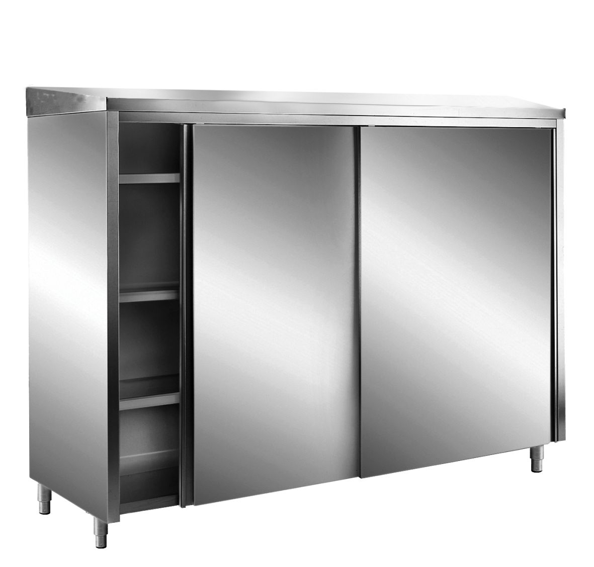 SARO RVS opbergkast met schuifdeuren AISI 430, schuin dak, 1000x600